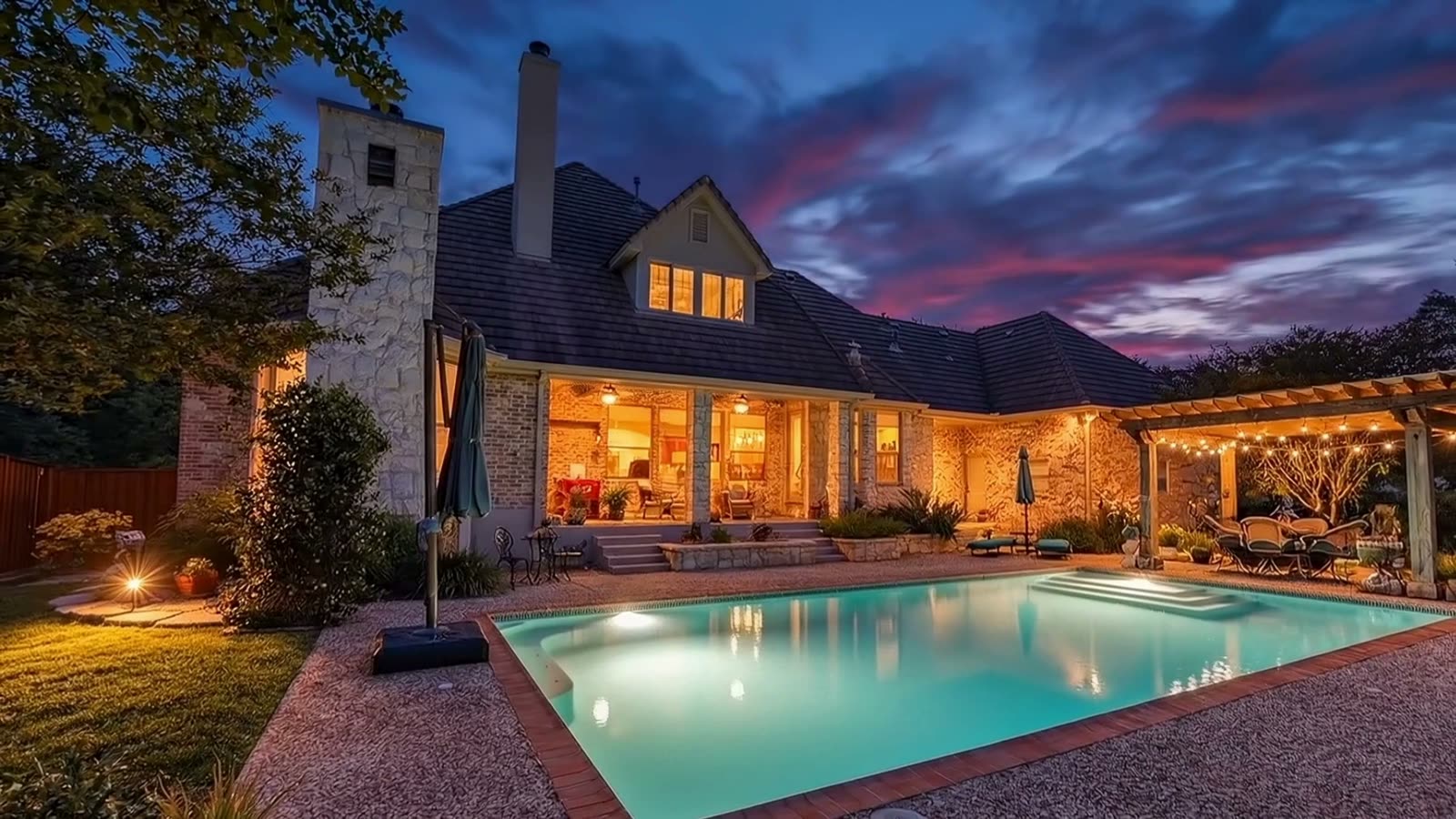 Texas home at dusk